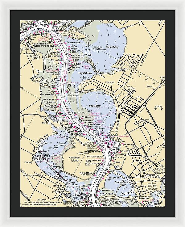 Baytown-texas Nautical Chart - Framed Print