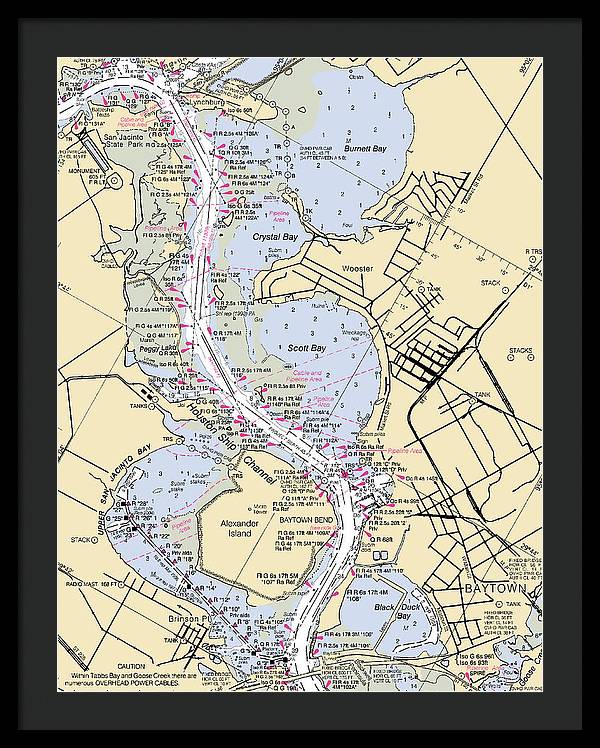 Baytown-texas Nautical Chart - Framed Print