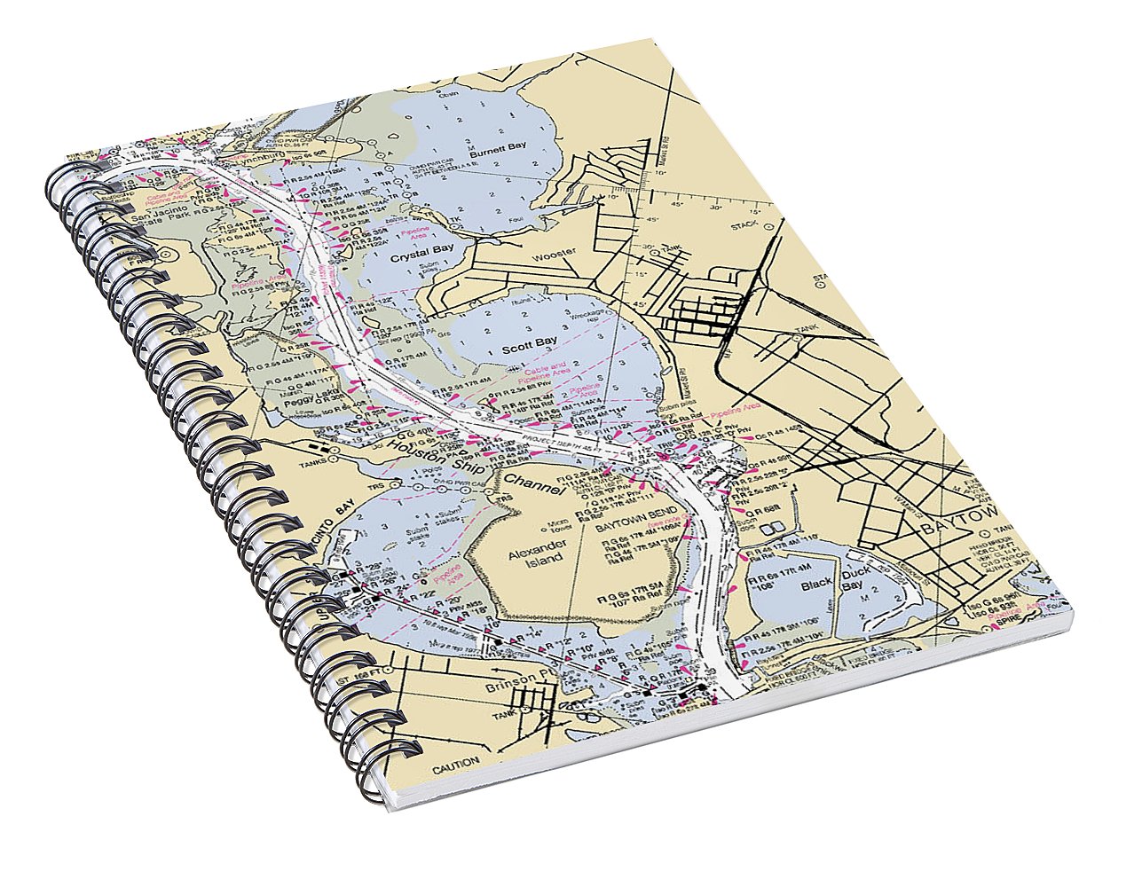 Baytown-texas Nautical Chart - Spiral Notebook