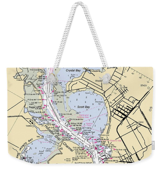 Baytown-texas Nautical Chart - Weekender Tote Bag