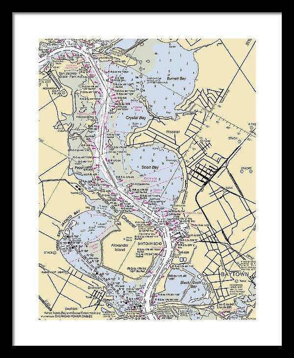 Baytown-texas Nautical Chart - Framed Print