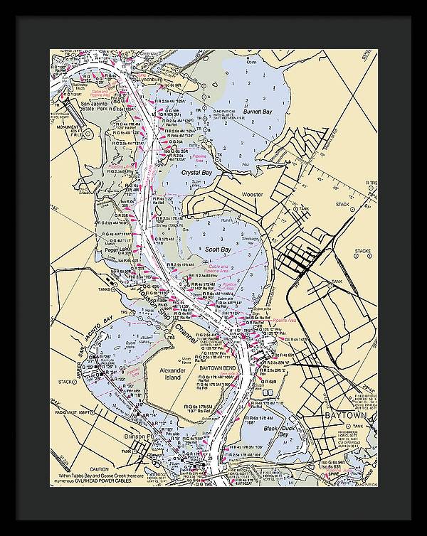 Baytown-texas Nautical Chart - Framed Print