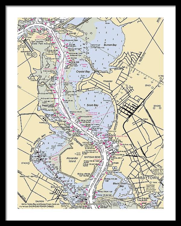 Baytown-texas Nautical Chart - Framed Print