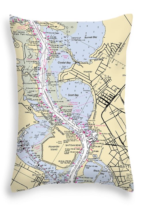 Baytown-texas Nautical Chart - Throw Pillow