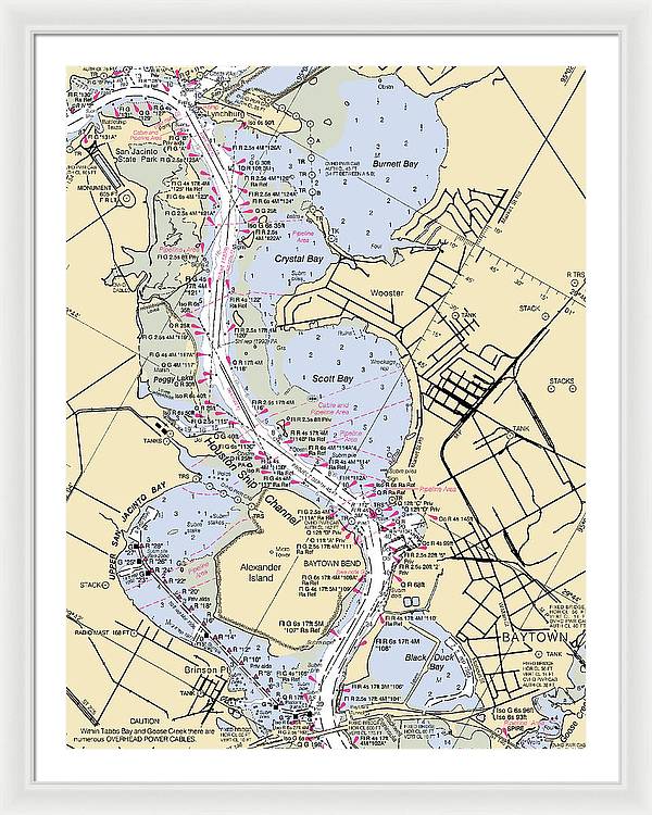 Baytown-texas Nautical Chart - Framed Print