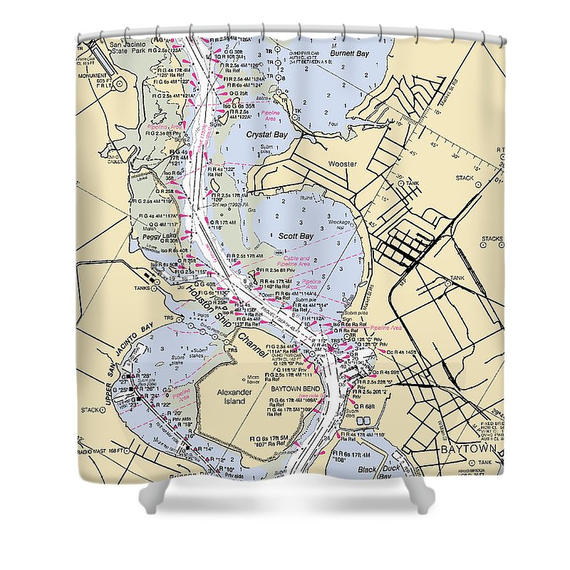 Baytown Texas Nautical Chart Shower Curtain