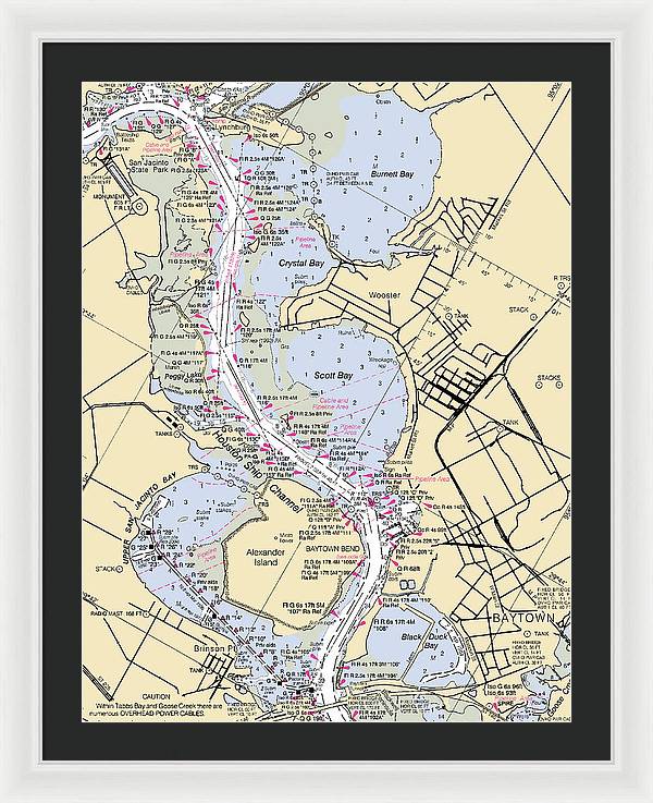 Baytown-texas Nautical Chart - Framed Print