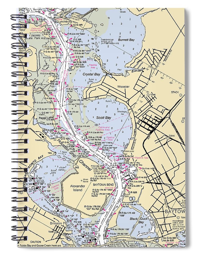 Baytown Texas Nautical Chart Spiral Notebook