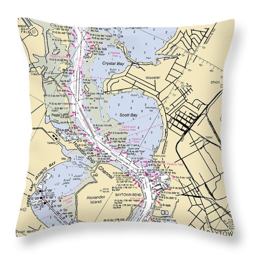 Baytown-texas Nautical Chart - Throw Pillow