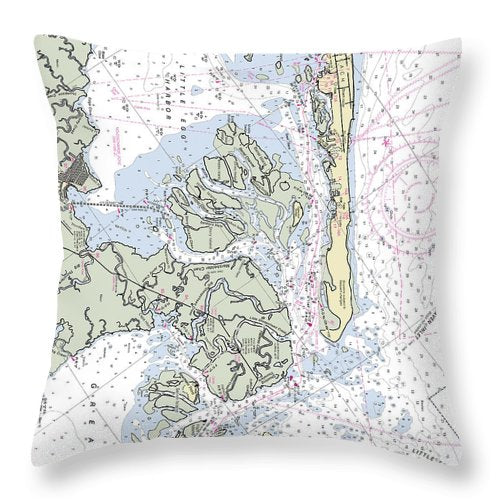 Beach Haven Inlet New Jersey Nautical Chart - Throw Pillow