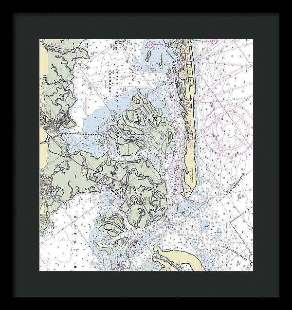 Beach Haven Inlet New Jersey Nautical Chart - Framed Print