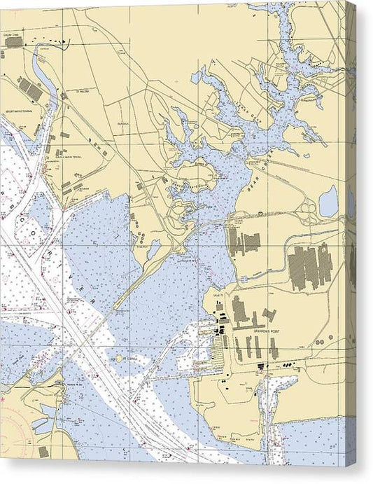 Bear Creek-Maryland Nautical Chart Canvas Print