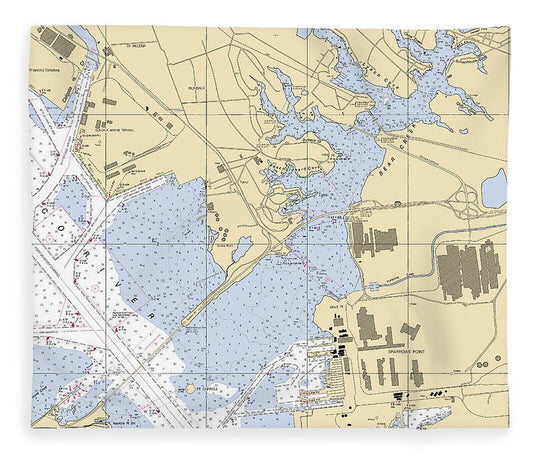 Bear Creek Maryland Nautical Chart Blanket