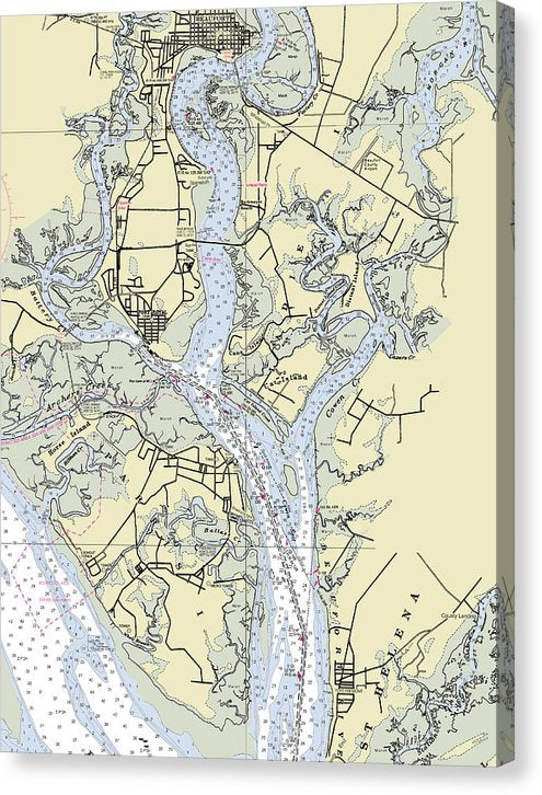 Beaufort Port Royal South Carolina Nautical Chart Canvas Print