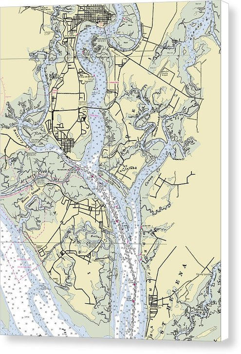 Beaufort Port Royal South Carolina Nautical Chart - Canvas Print