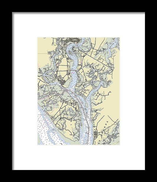 Beaufort Port Royal South Carolina Nautical Chart - Framed Print