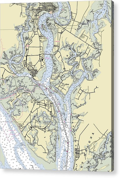 Beaufort Port Royal South Carolina Nautical Chart  Acrylic Print