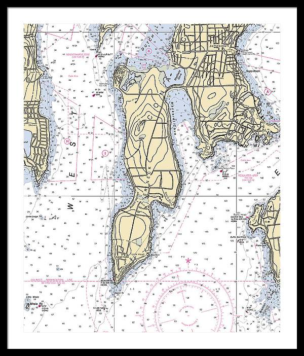 Beaver Neck-rhode Island Nautical Chart - Framed Print