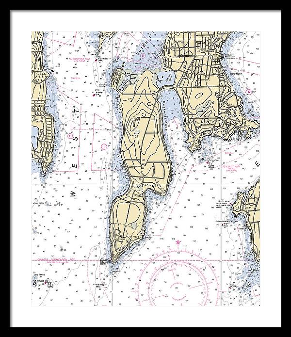 Beaver Neck-rhode Island Nautical Chart - Framed Print