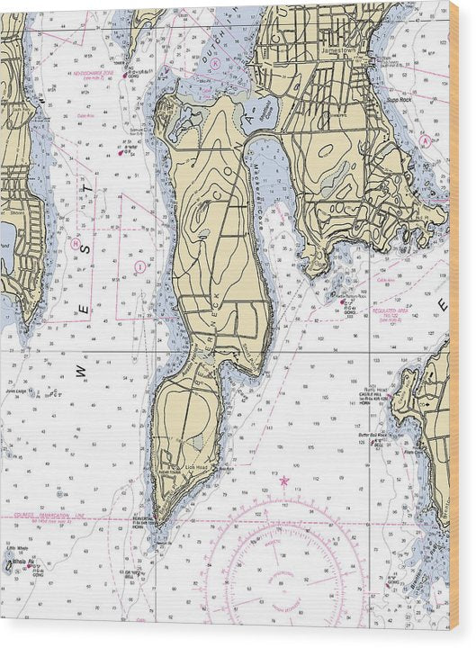 Beaver Neck-Rhode Island Nautical Chart Wood Print