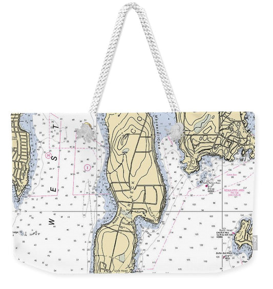Beaver Neck-rhode Island Nautical Chart - Weekender Tote Bag
