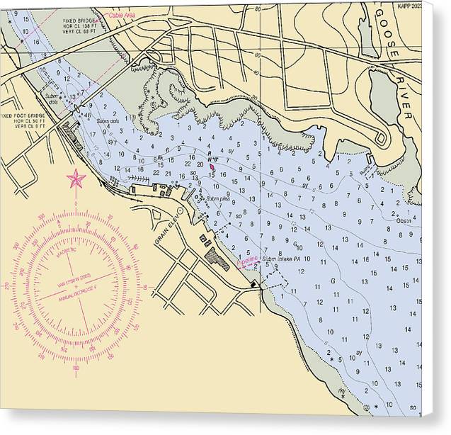 Belfast Harbor-maine Nautical Chart - Canvas Print