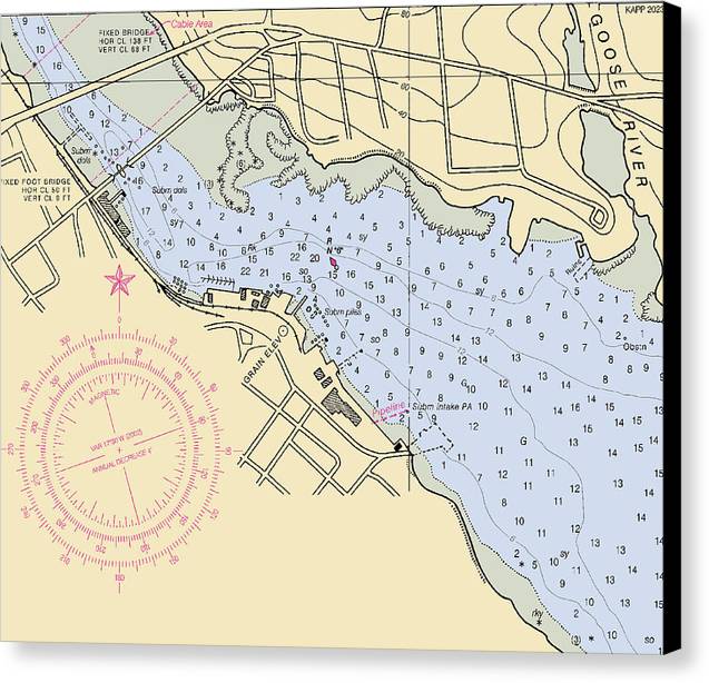 Belfast Harbor-maine Nautical Chart - Canvas Print