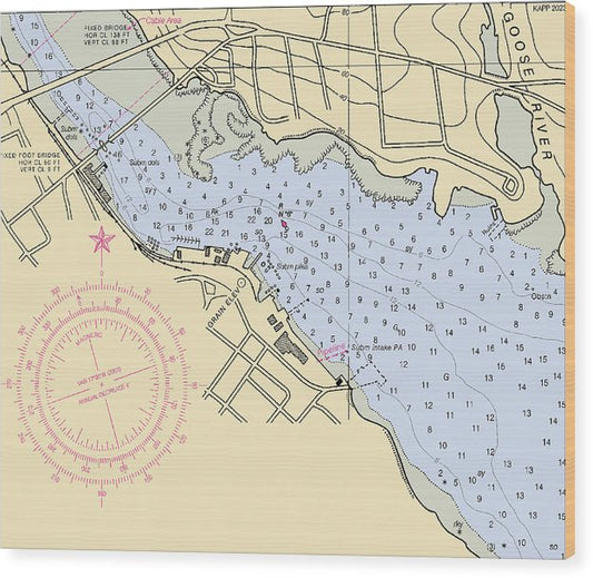 Belfast Harbor-Maine Nautical Chart Wood Print