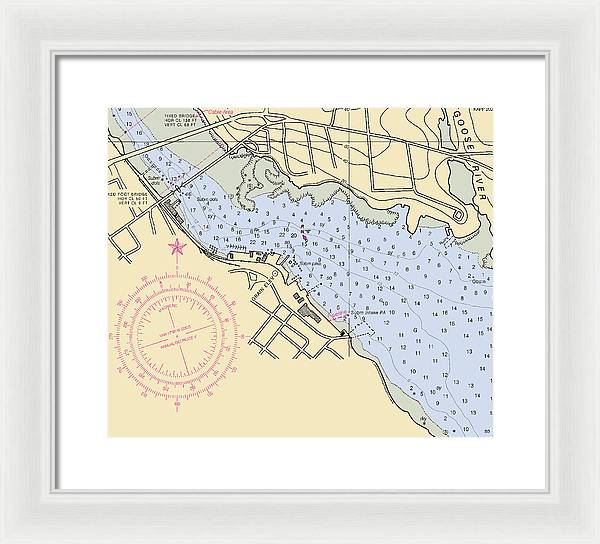 Belfast Harbor-maine Nautical Chart - Framed Print