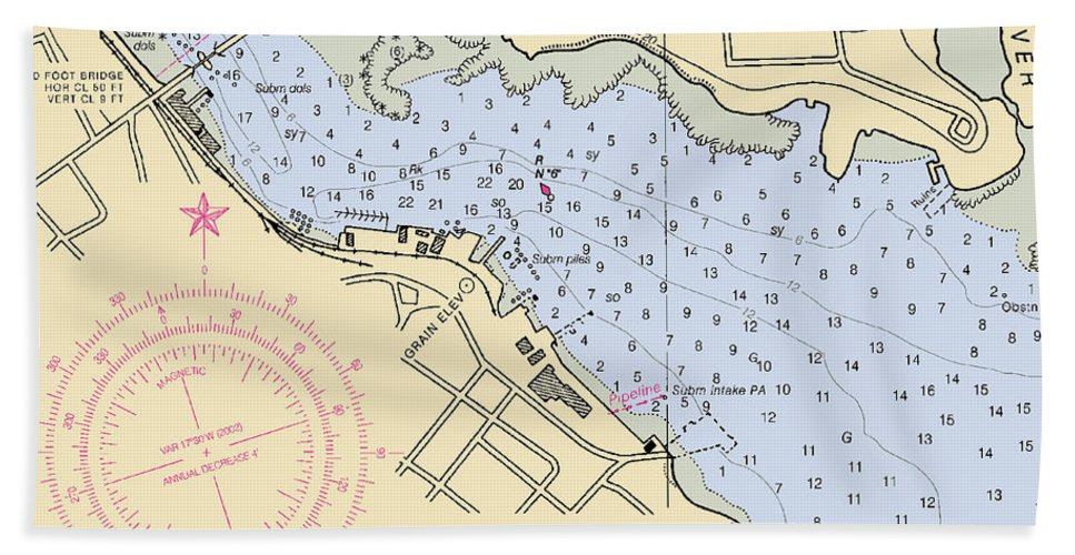 Belfast Harbor-maine Nautical Chart - Bath Towel