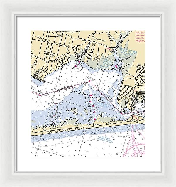 Bellport Bay-new York Nautical Chart - Framed Print