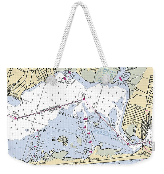 Bellport Bay-new York Nautical Chart - Weekender Tote Bag