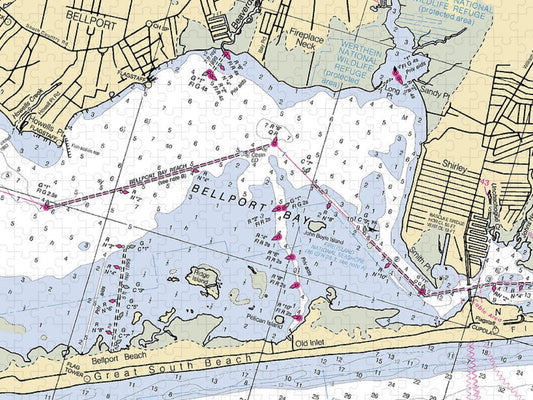 Bellport Bay New York Nautical Chart Puzzle