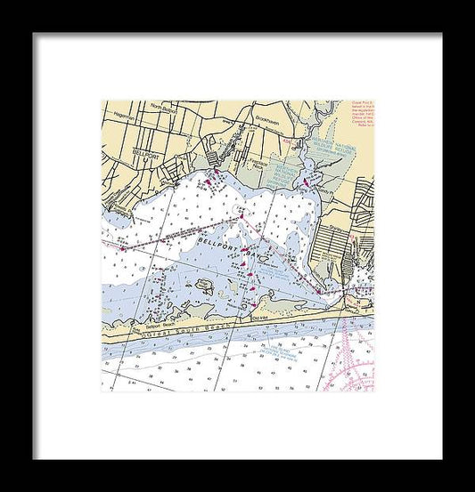 A beuatiful Framed Print of the Bellport Bay-New York Nautical Chart by SeaKoast