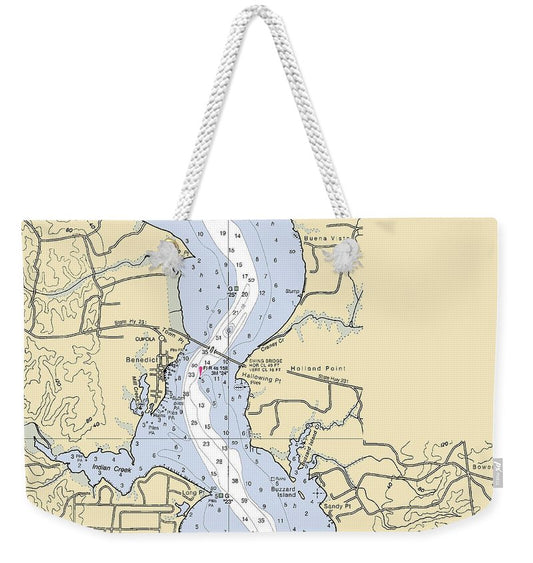 Benedict-maryland Nautical Chart - Weekender Tote Bag