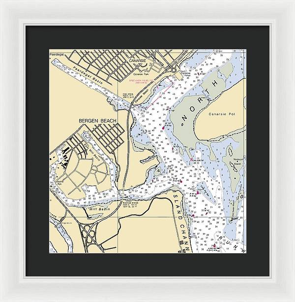 Bergen Beach-new York Nautical Chart - Framed Print