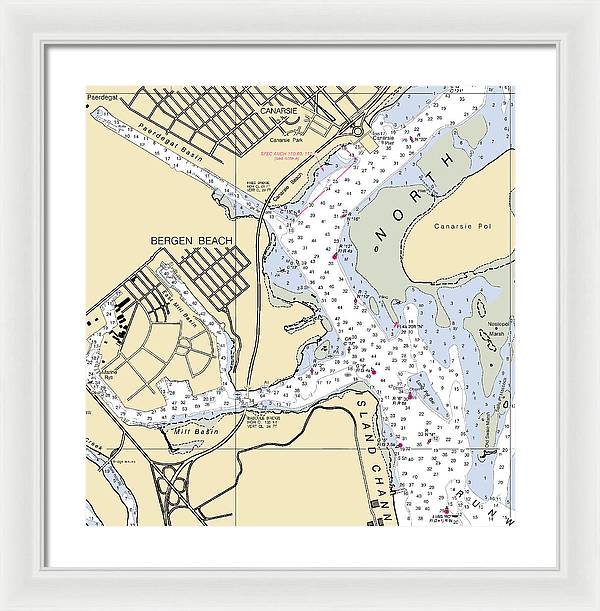 Bergen Beach-new York Nautical Chart - Framed Print