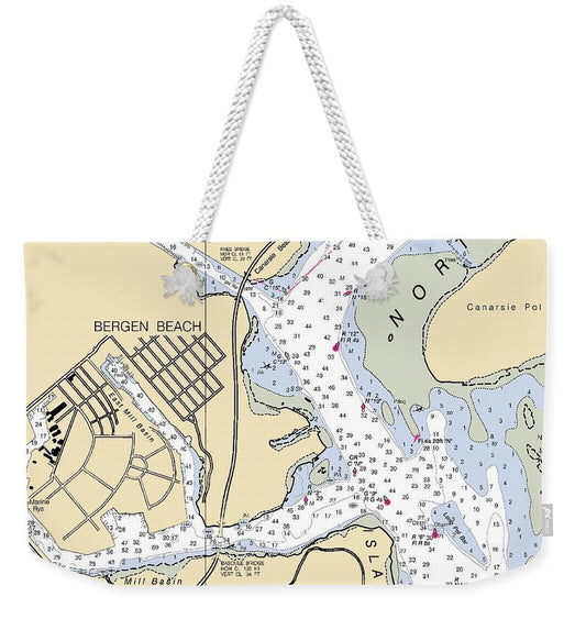 Bergen Beach-new York Nautical Chart - Weekender Tote Bag