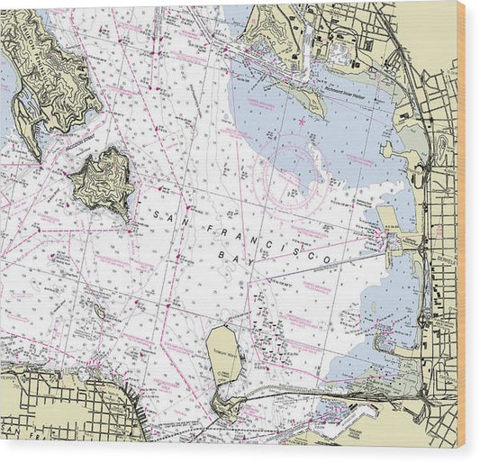 Berkely California Nautical Chart Wood Print