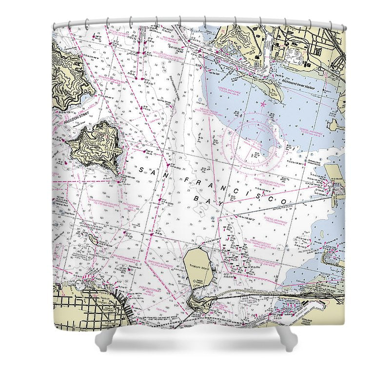 Berkely California Nautical Chart Shower Curtain