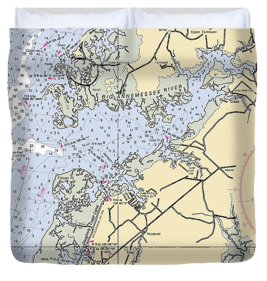 Big Annemessix River Maryland Nautical Chart Duvet Cover