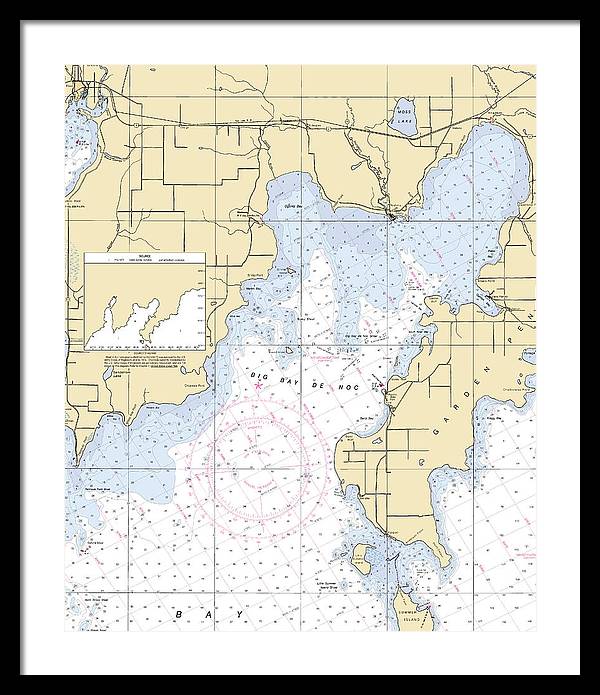 Big Bay De Noc-lake Michigan Nautical Chart - Framed Print