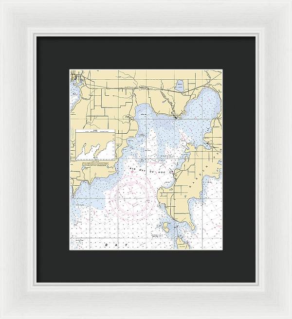 Big Bay De Noc-lake Michigan Nautical Chart - Framed Print