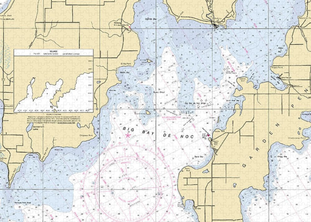 Big Bay De Noc-lake Michigan Nautical Chart - Puzzle