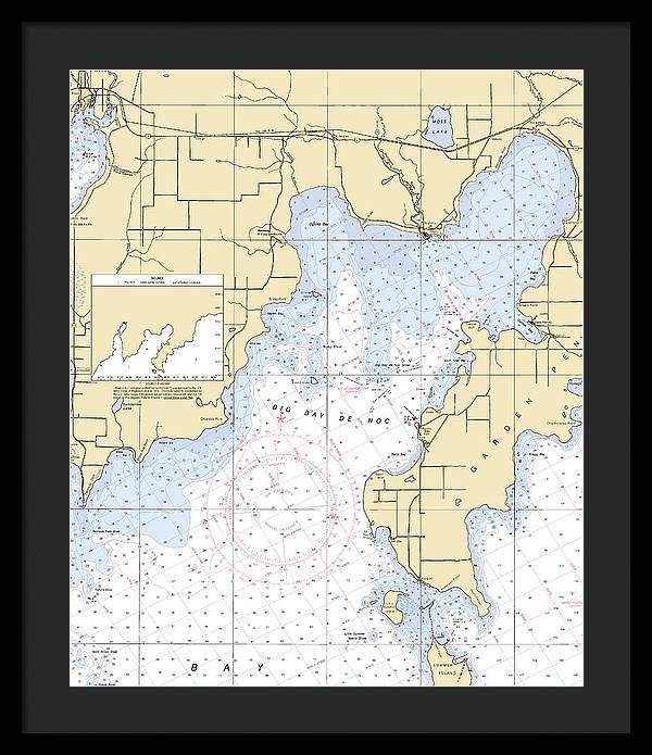 Big Bay De Noc-lake Michigan Nautical Chart - Framed Print