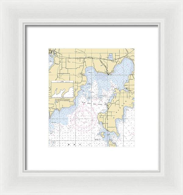 Big Bay De Noc-lake Michigan Nautical Chart - Framed Print