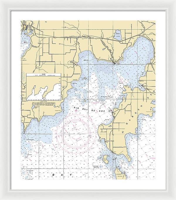 Big Bay De Noc-lake Michigan Nautical Chart - Framed Print