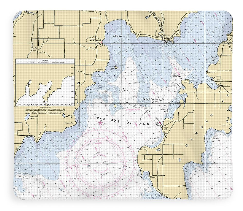 Big Bay De Noc-lake Michigan Nautical Chart - Blanket