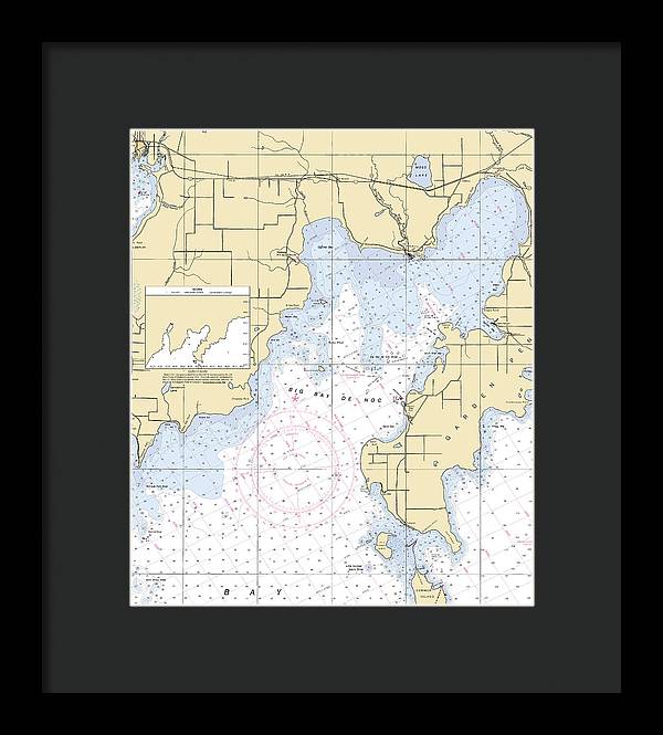 Big Bay De Noc-lake Michigan Nautical Chart - Framed Print