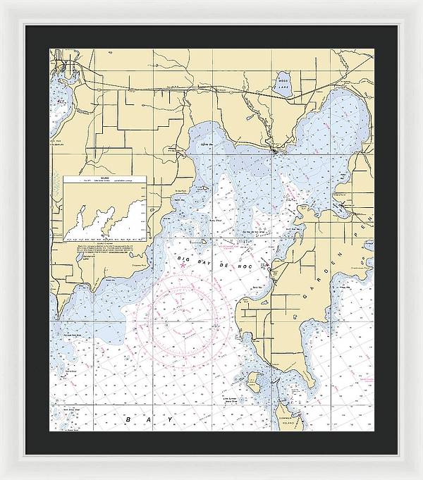 Big Bay De Noc-lake Michigan Nautical Chart - Framed Print